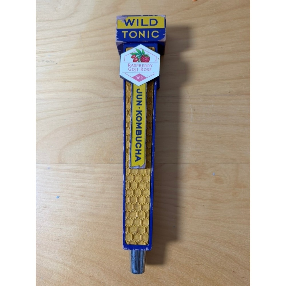 Wild Tonic Jun Kombucha Tap Handle Raspberry Goji Rose Blue Gold Honeycomb
